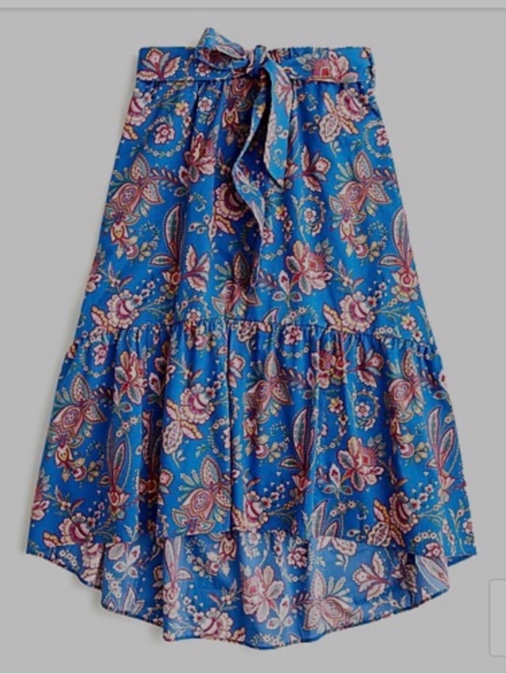 J. Crew 100% Cotton Belted pull-on midi skirt- Liberty® Flora Belle blue size 14